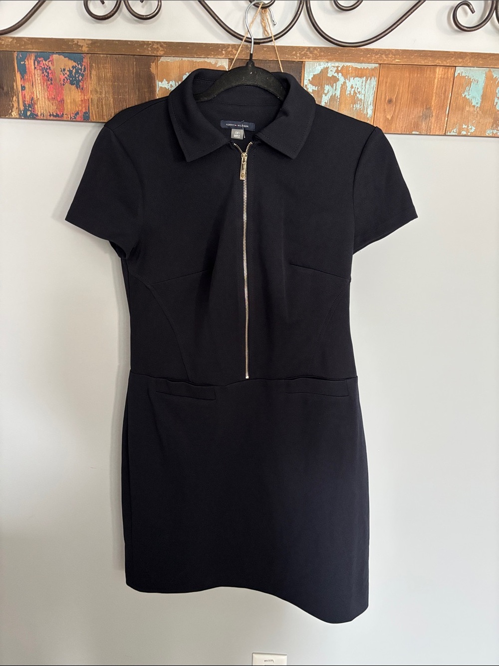 Tommy Hilfiger Black Short-Sleeve Zip Polo Mini Dress